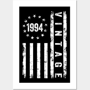 30 Years Old Gifts Vintage 1994 American Flag 30th Birthday Posters and Art